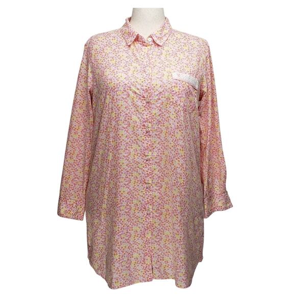 Victoria Secret Mayfair Sleepshirt Sz L Ditsy Floral Pocket Intimates Sleepwear - Picture 1 of 11